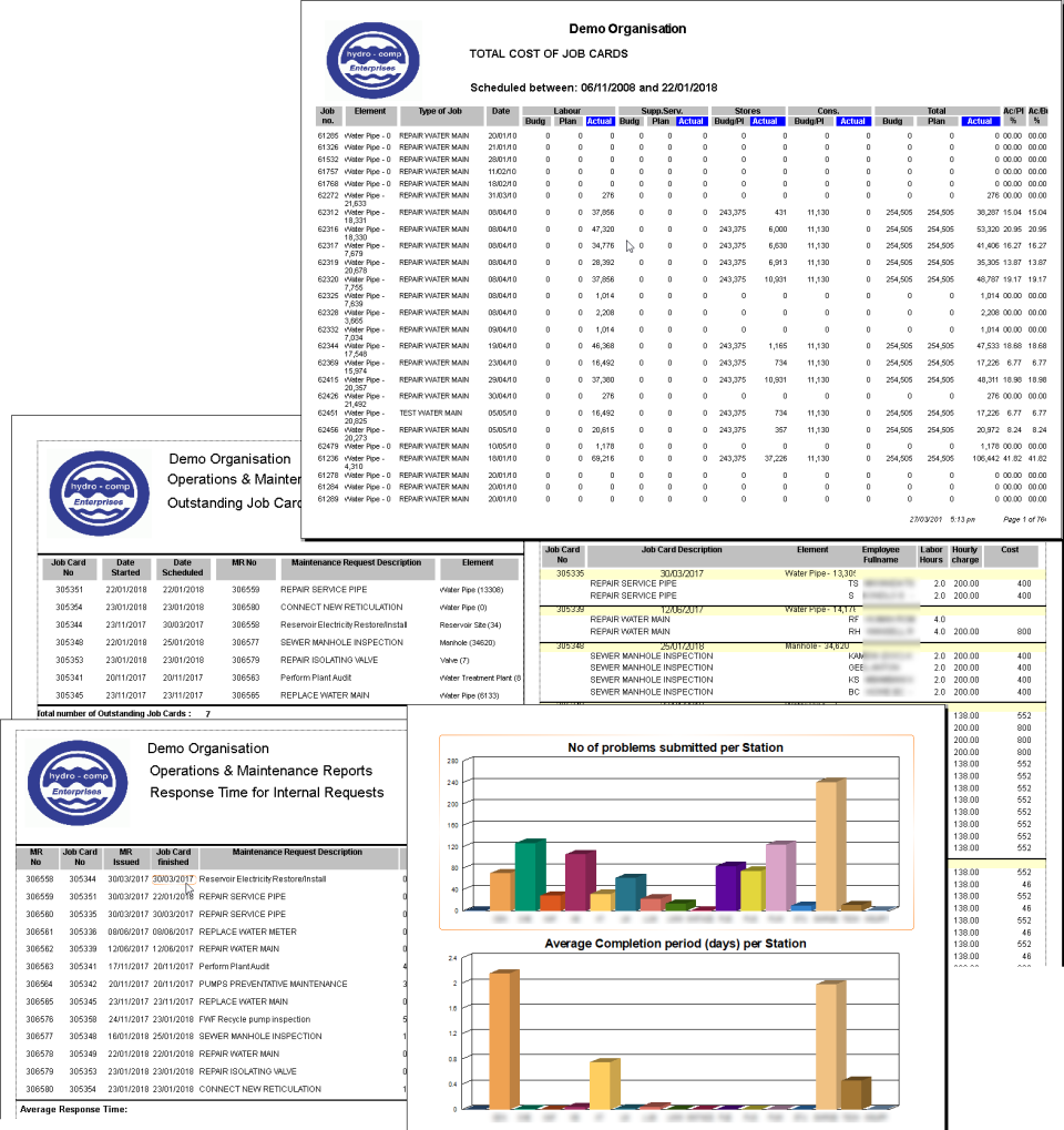 screenshot of EDAMS Maintenance Management Systems